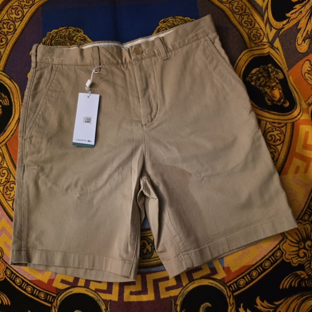 Lacoste Men's Beige Flat Front Shorts